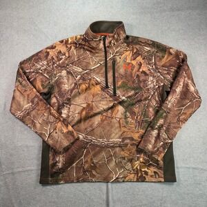 Under Armour Realtree Xtra Camo Quarter Zip Pullover Mens Medium Brown Orange